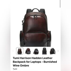 TUMI Harrison Hadden Burnished Wine Ombré Leather Backpack!  BRAND NEW!  RARE!
